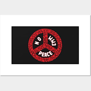 PRAYING FOR PEACE RED HEART PEACE SYMBOL DESIGN Posters and Art